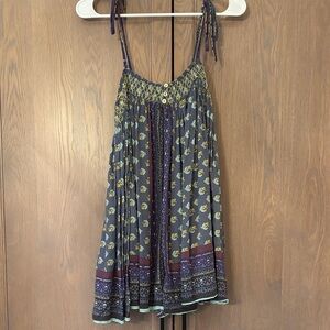 Floral Boho Romper with Purple Accents